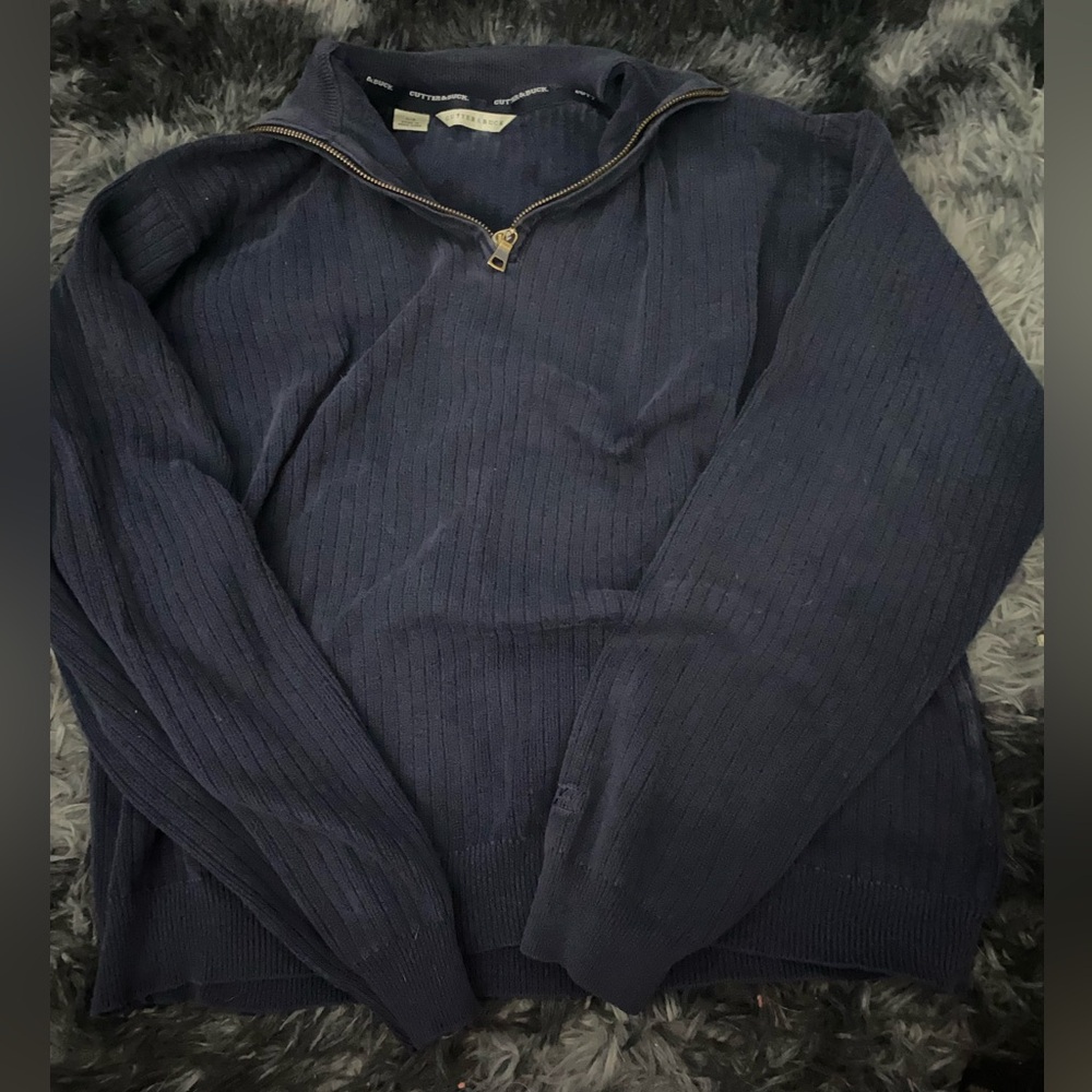 Cutter & Buck Men's Dark Blue Zip-Up Sweater